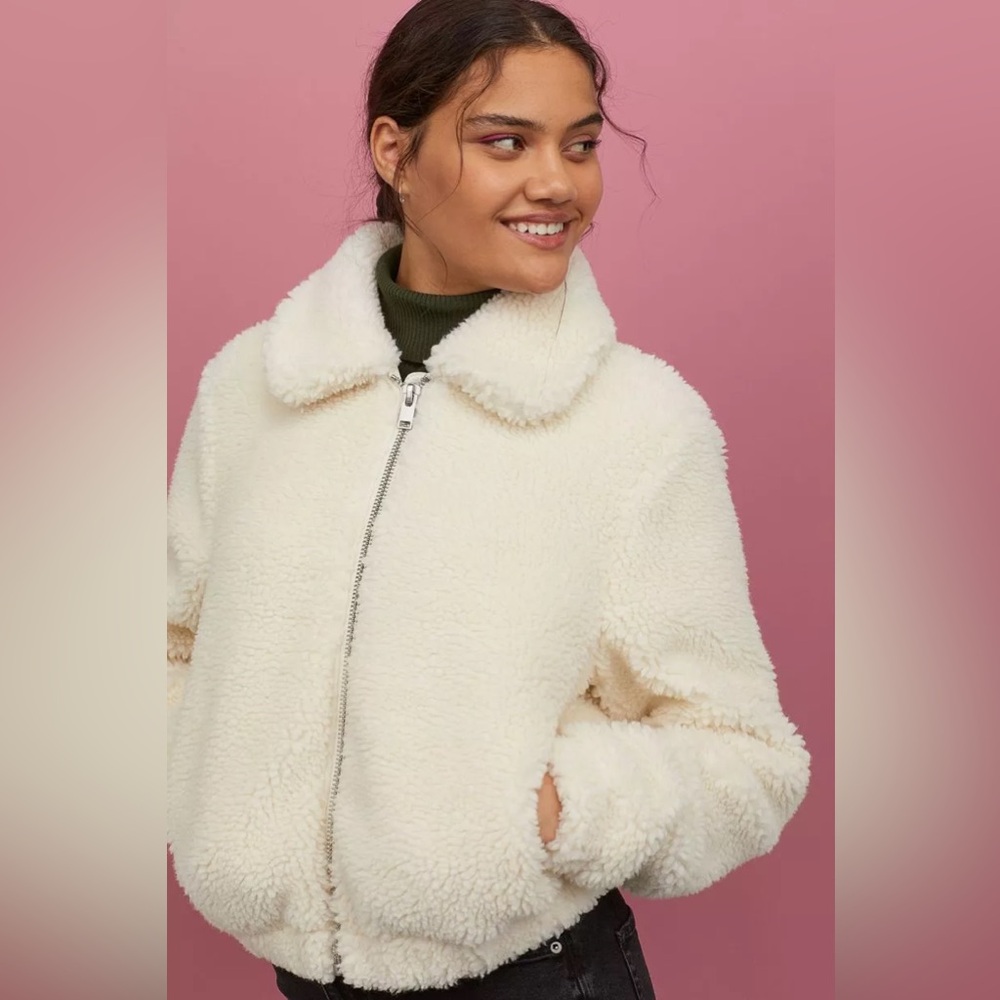 🍂H&M Cream Teddy Jacket